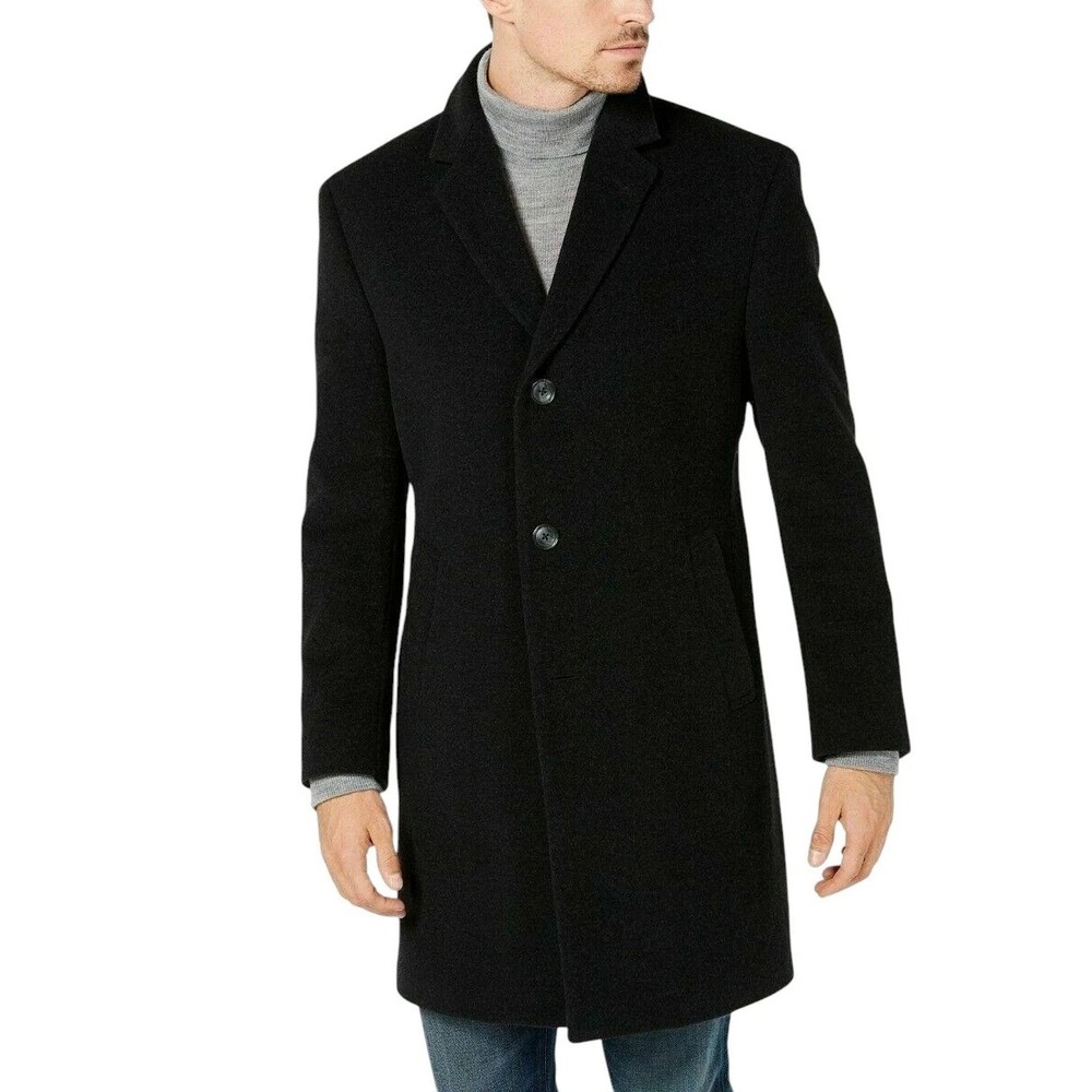 Nautica Men's Barge Classic Fit Wool Cashmere Blend Solid Overcoat 38S Black